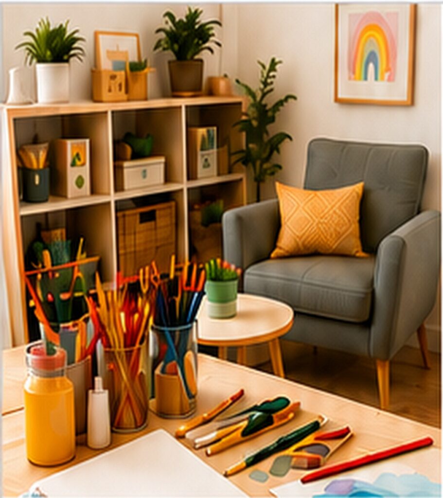 A welcoming art therapy room at the North Lakes clinic