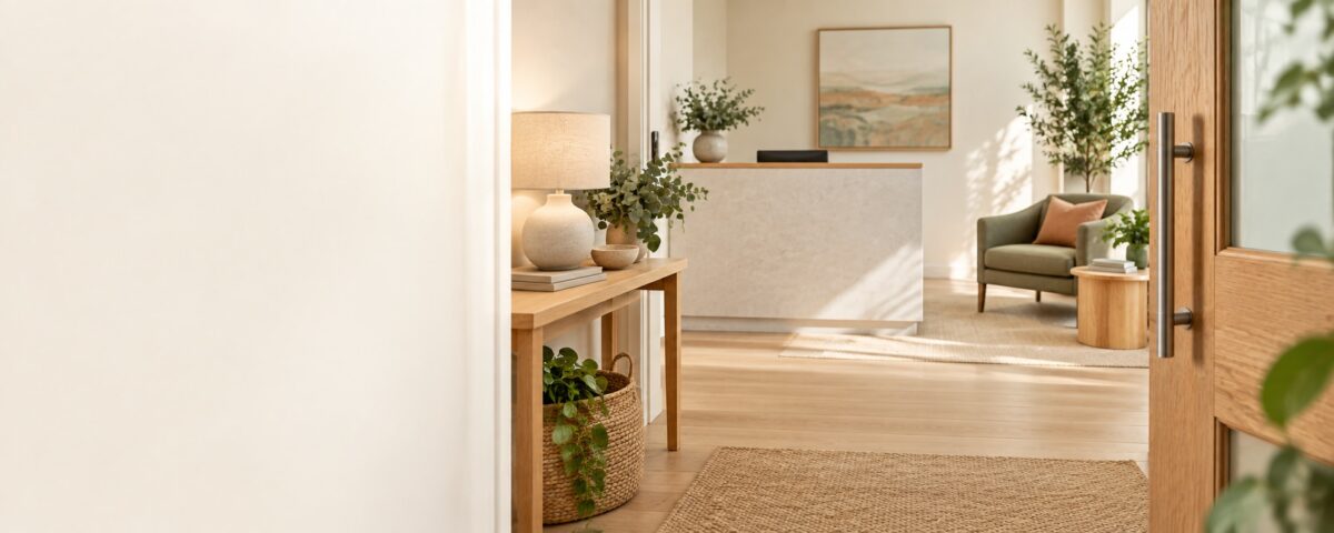A calm, well-lit reception and consulting space