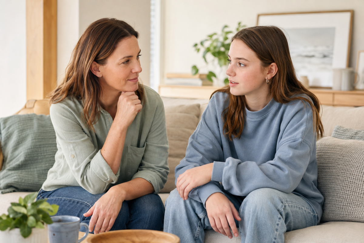 A parent supporting an unhappy teenage child
